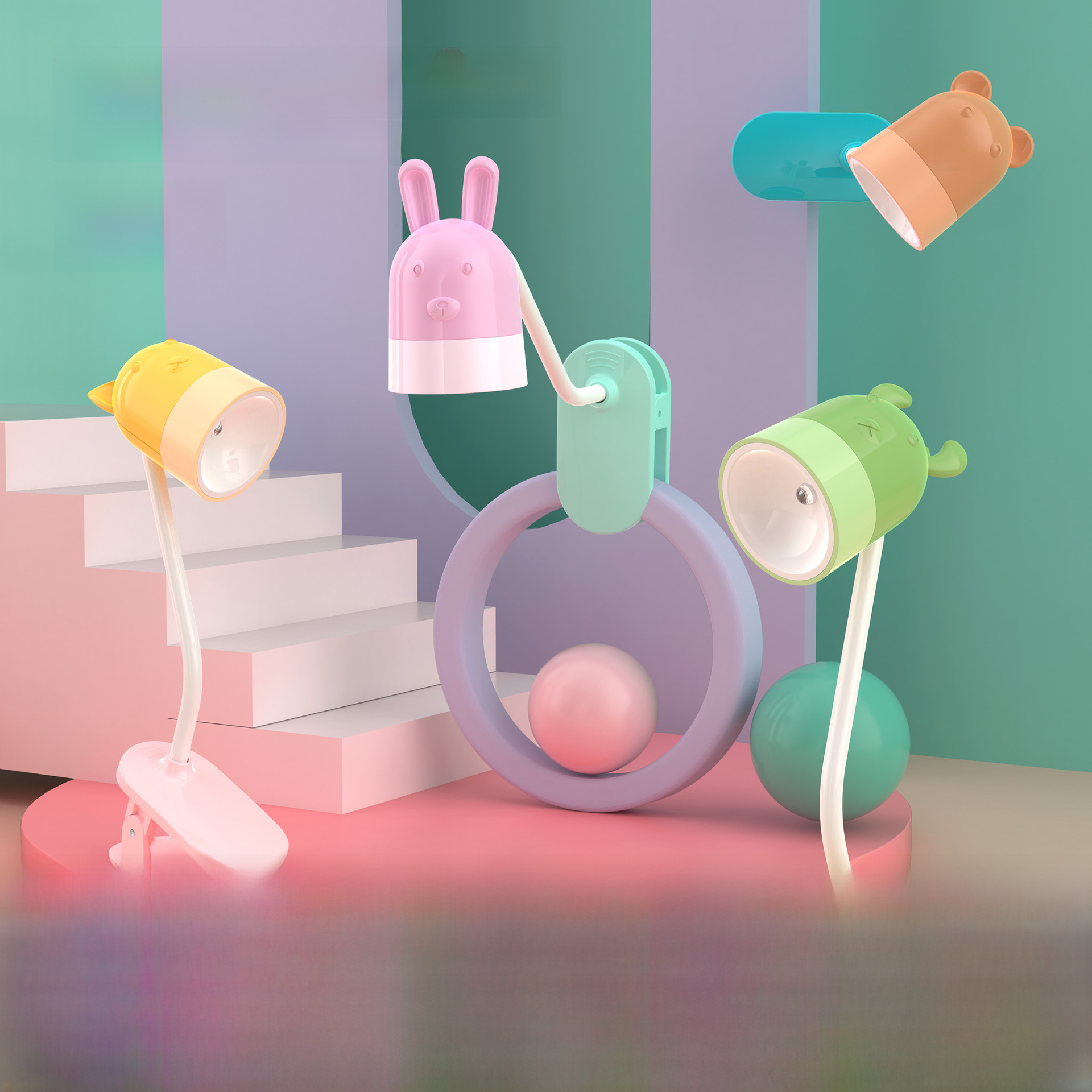 Button battery lamp creative clip mini table lamp LED creative clip portable desktop lamp bedroom bedside night light