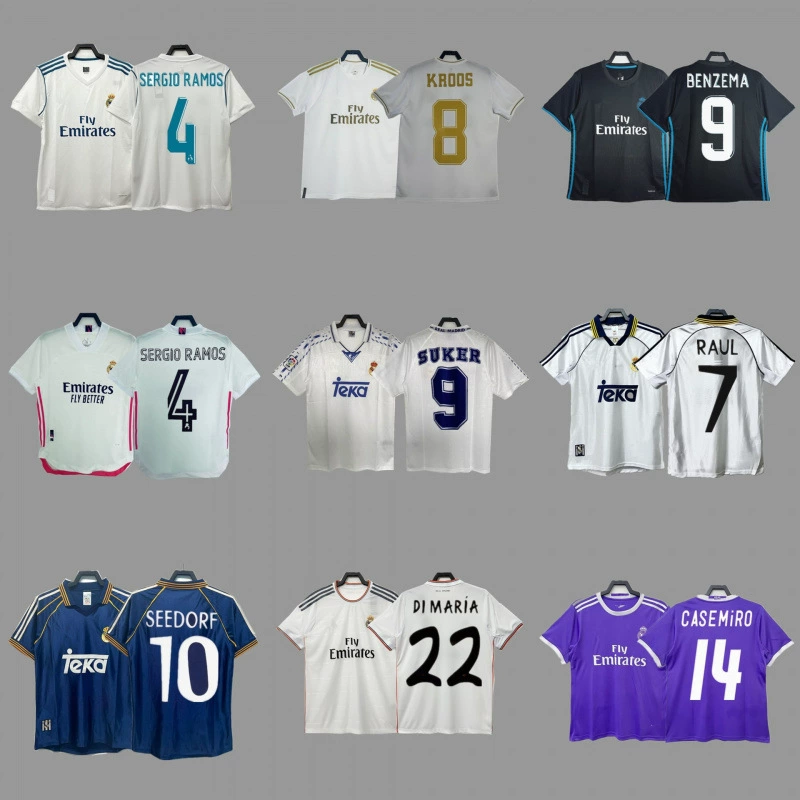 Реал Мадрид Ретро Джерси Футбольный костюм Классический Рауль Роналду J Рокрос Марсело Гути Карлос