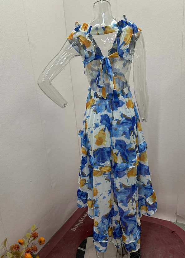 2024 Summer New European And American Cross-Border Women's Bohemian Casual Style Fashion Printed Vacation Long_ecoleips.com