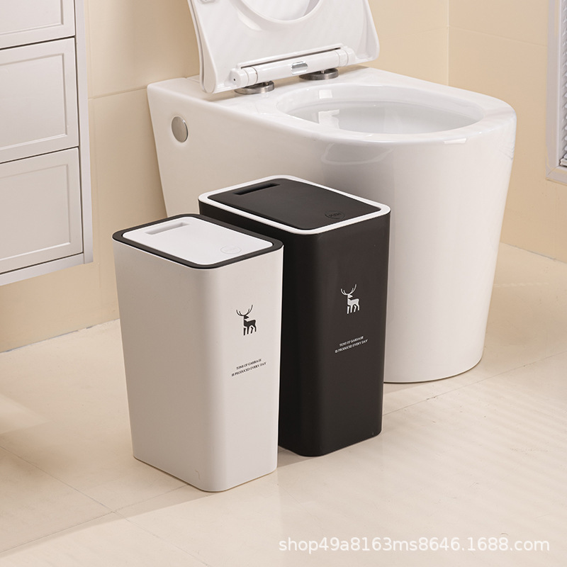 Toilet trash can household push trash can living room kitchen toilet bathroom deodorant trash can with lid