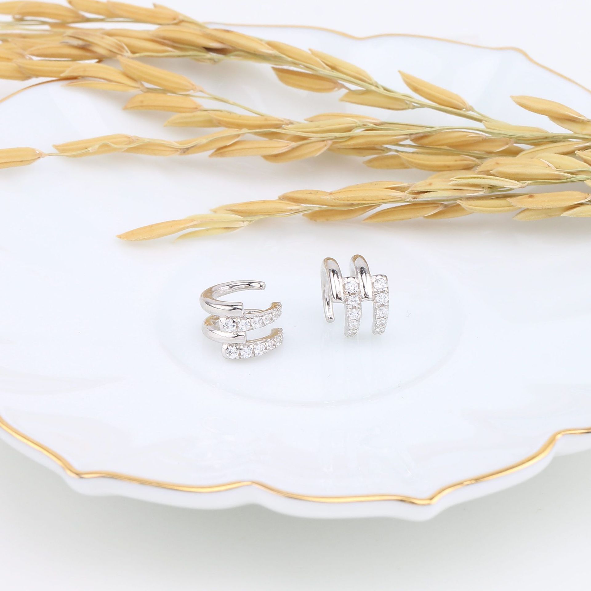 1 Paar Einfacher Stil Klassischer Stil Einfarbig Inlay Sterling Silber Zirkon Ohrringe display picture 7