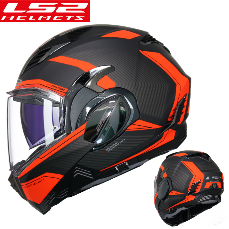LS2 motocicleta casco completo cubierta trasera Flip casco de exposición hombres y mujeres personalidad motocicleta carreras Doble espejo casco completo FF900