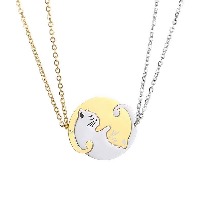 Accessory for beloved, necklace, chain, pendant stainless steel, Korean style, simple and elegant design