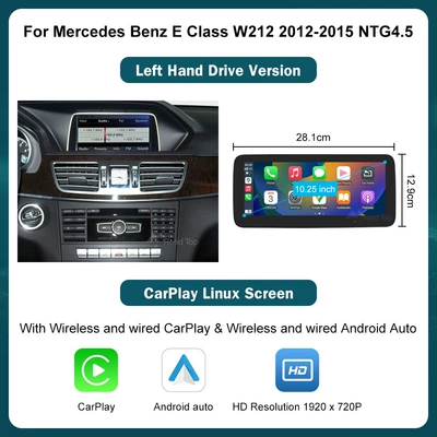RoadTop wireless CarPlay Car display - 1025inch-e-class-w212-2012-2015-ntg45-left-hand-drive