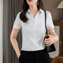 春秋季短袖白衬衫女士职业正装短袖上班工作服西装夏款衬衣上衣寸