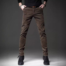 贵色秋季新款灯芯绒休闲裤男土修身潮流韩版潮牌商务条绒长裤子男