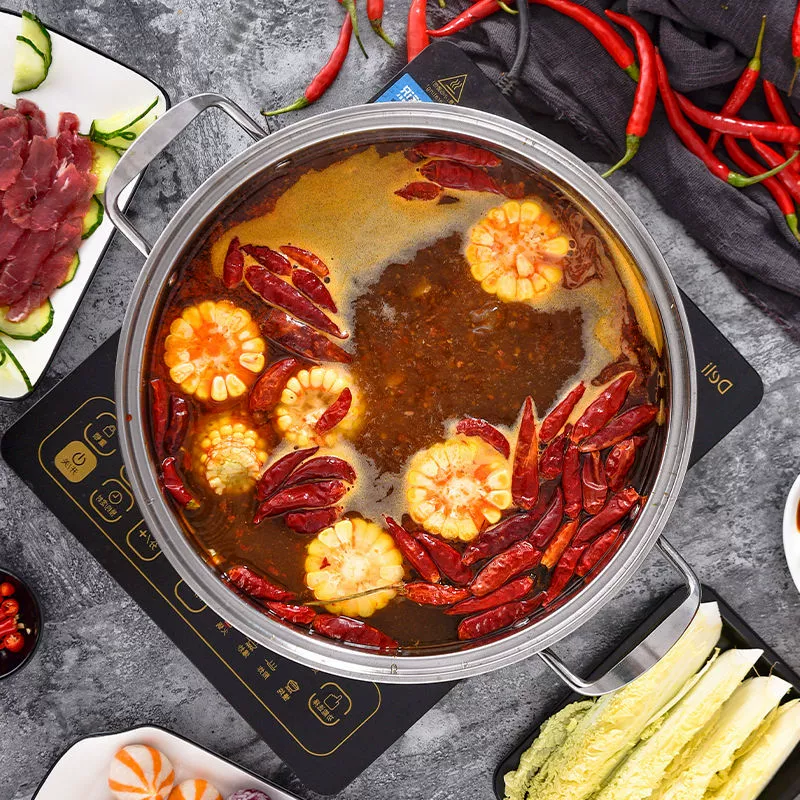 Прямой поставщик из нержавеющей стали кастрюля для soups induction, ясный бульон с крышкой, горячий горшок, боковая плита, большая вместимость, подарочная кастрюля