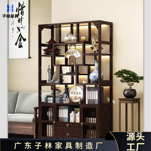Duobao Pavilion Ornaments Storage Shelf Antique Rack Solid Wood New Chinese Tea Display Cabinet Tea Room Tea Cabinet Modern Simple