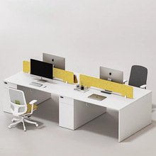 现代简约职员办公桌4人位组合 6人8人位办公室实木隔断电脑工位桌