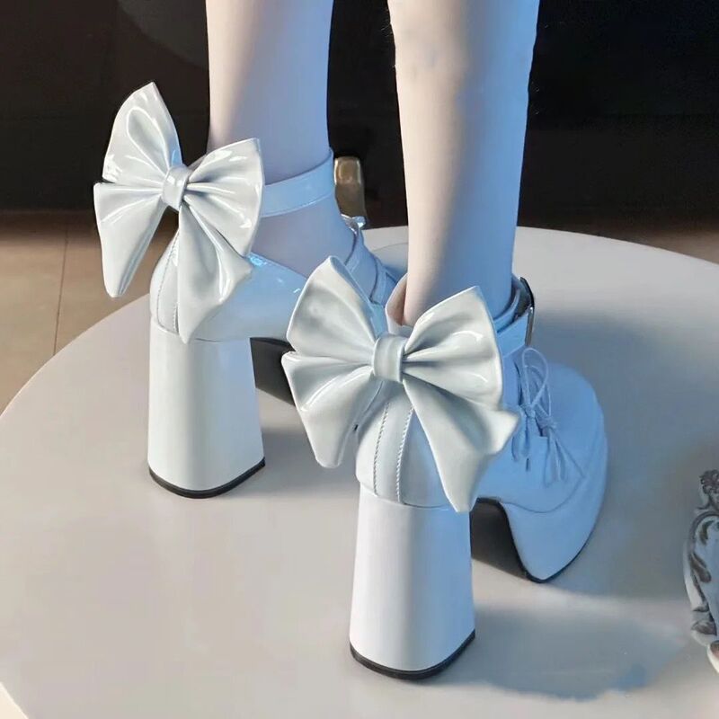 Cute Sweet Color Soft Girl Japanese Style Single-Layer Shoes 2024 Autumn New Original Bow Mid-Heel Platform Lolita Shoes Cute Sweet Color Soft Girl Japanese Style Single-Layer Shoes 2024 Autumn New Original Bow Mid-Heel Platform Lolita Shoes