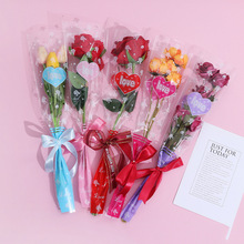 鲜花包装袋爱心玫瑰单支袋diy透明花艺包花袋高级感防水opp花束袋