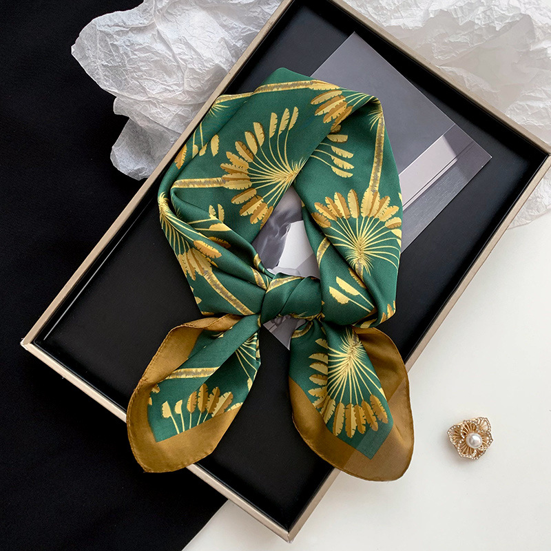 Bufanda de seda, bufanda cuadrada, sentido avanzado, nueva bufanda de seda de simulación, chal estampado, bufanda decorativa de todo fósforo, pañuelo en la cabeza, cinturón para el cabello, cabello atado