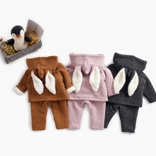 新款套装小兔子两件套冬款中小童婴儿衣服加绒加厚童装套装
