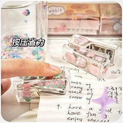 Effortless Transparent Stapler for Students, Office, Home Use, Mini Size Staple Saving Portable Stapler