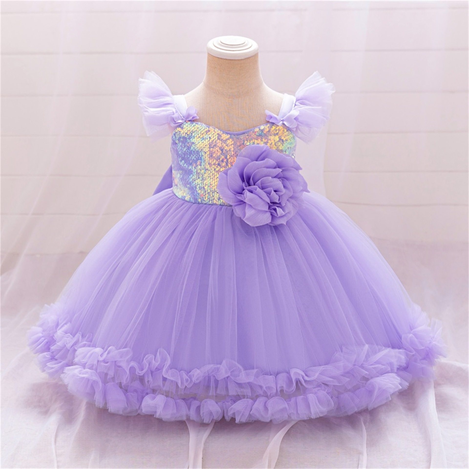 Vestido de princesa para niñas, vestido de novia de flores, vestido de novia de chiquita, vestido de noche para niños, vestido de aniversario para bebés