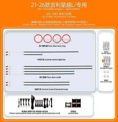 Binyue COOL, Borui, Haoyue L, Panel (Dashboard) işıqlandırması - 21-26-starry-lled24-lightssingle-color128-colors