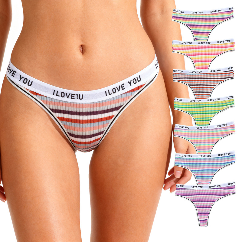 New Women's Thong Panties Colorful Ribbed Tummy Control Low-Rise Breathable Cotton T-Back Panties Wholesale New Women's Thong Panties Colorful Ribbed Tummy Control Low-Rise Breathable Cotton T-Back Panties Wholesale