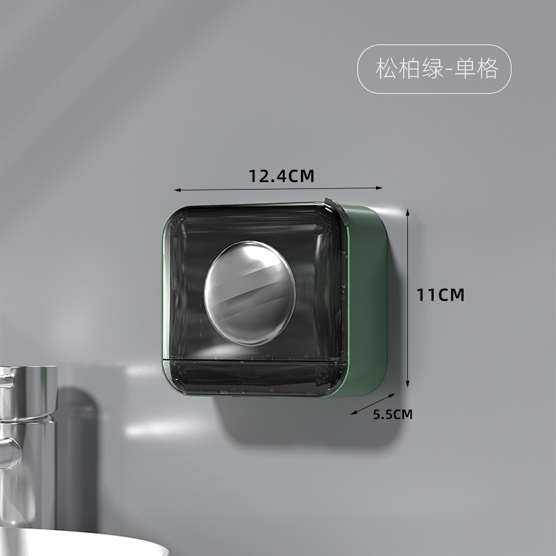 Caja de jabón de lujo ligero estante de almacenamiento de alta gama para el hogar caja de jabón de baño con tapa sin perforar drenaje montado en la pared