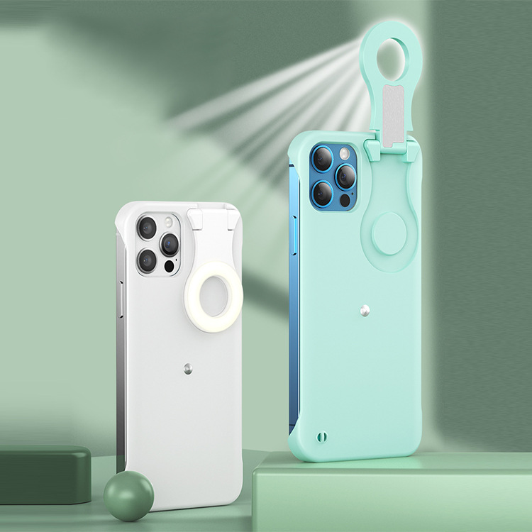 Suitable for Apple Mobile Phone Case Iphone12 Ring Flash Live Broadcast 12Pro Fill Light Mobile Phone Protective Cover Manufacturer Customization