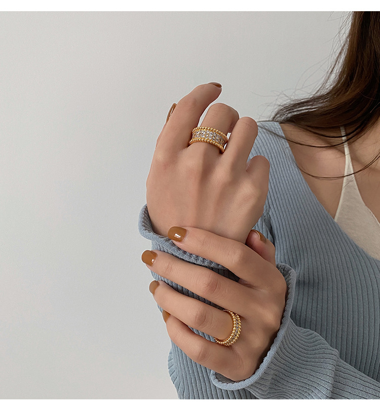 Fashion Geometric Copper Diamond Rhinestones Open Ring 1 Piece