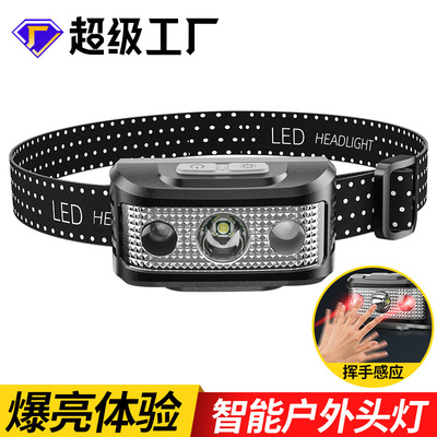 Cross border new pattern Induction Headlight USB charge Headlight glare led waterproof infra-red Headlight Fishing Lights run Headlight