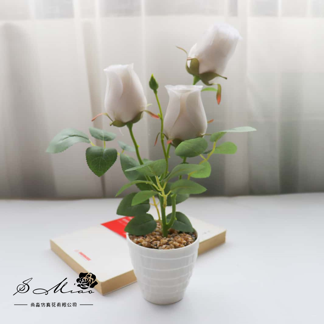 Flores falsas estilo pastoral rosa bonsai simulación flor de moda decoración creativa plantación verde artificial simulación maceta image 8