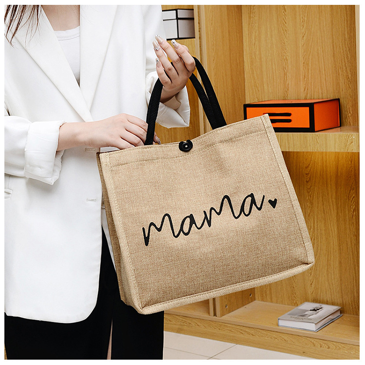 Women'S Gender Vintage Style Style Women's Vintage Style Letter Cotton And Linen Shopping Bags