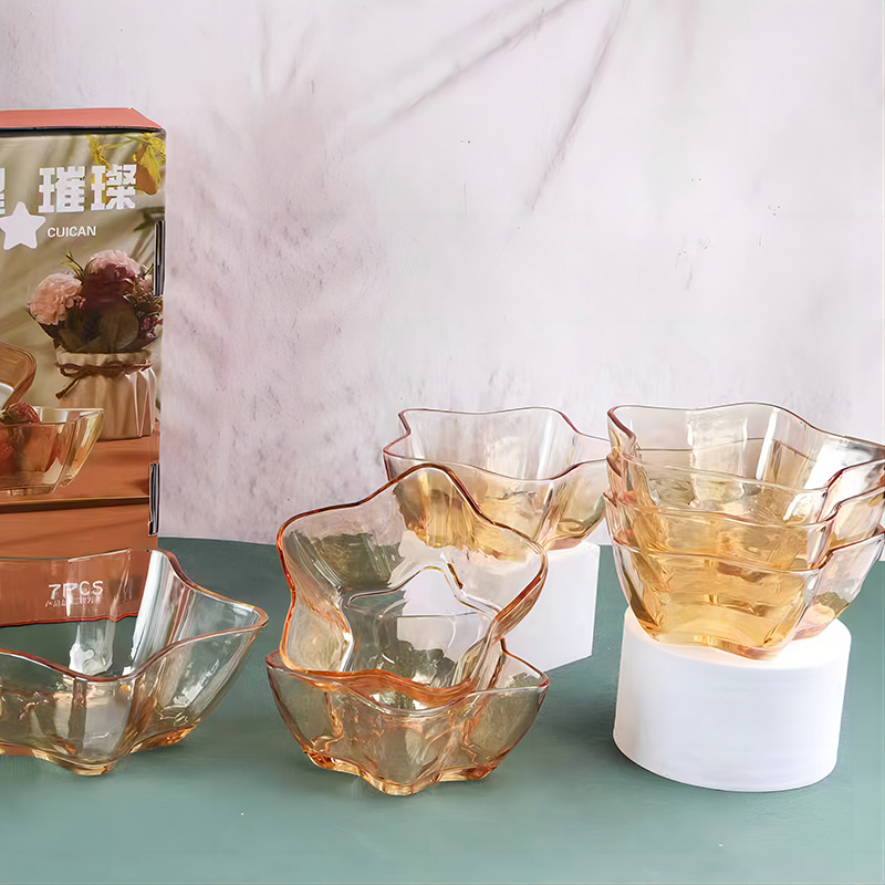 Estilo japonés pentagrama hogar ensalada de frutas tazón ins viento neto rojo de alto aspecto postre creativo tazón de vidrio regalo universal