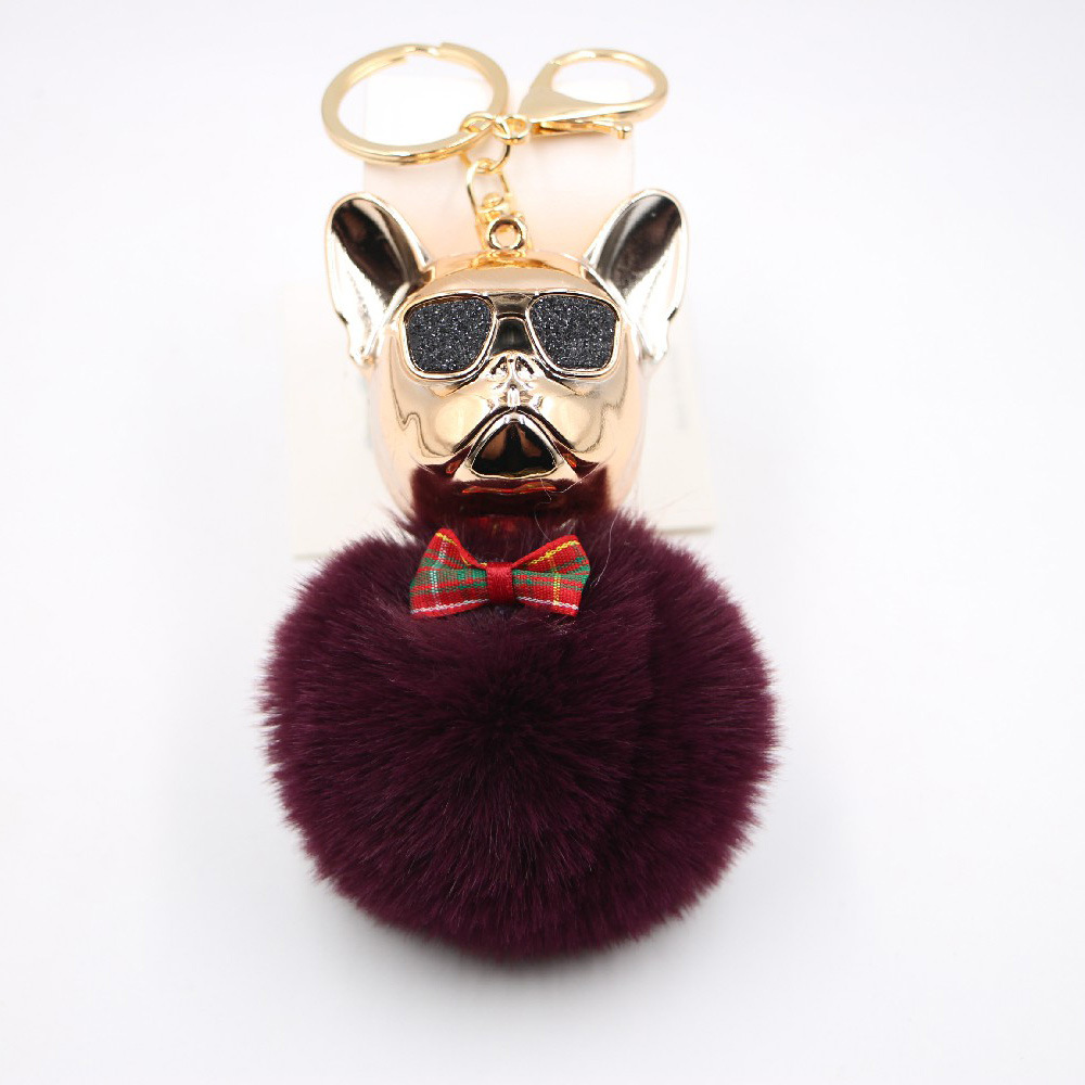 Neue Grenz Überschreitende Coole Hunde Kreative Sonnenbrille Methode Kampf Hund Auto Ornamente Niedlichen Hund Schlüssel Bund Haar Ball Tasche Anhänger display picture 18