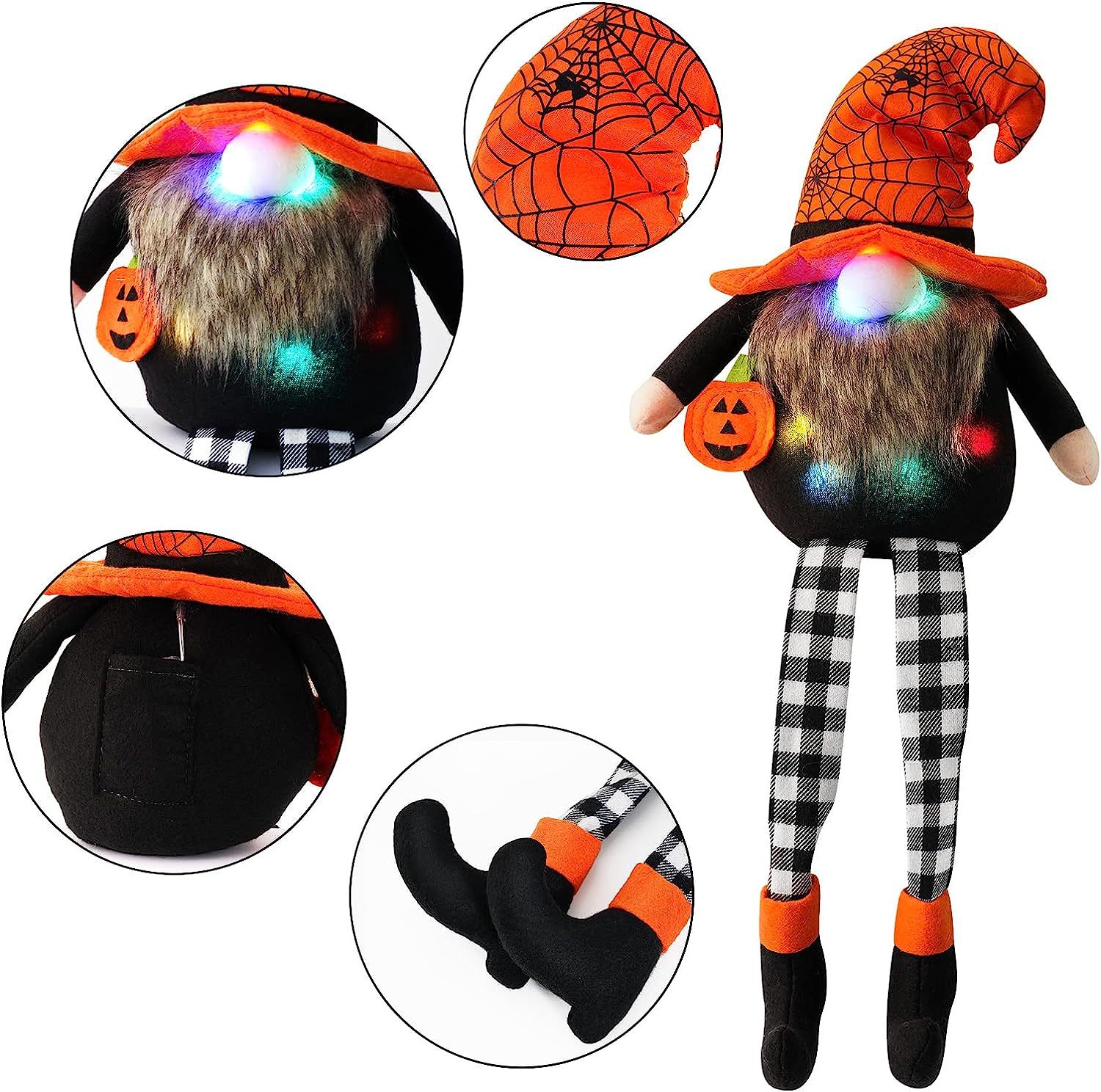 Decoraciones transfronterizas de halloween que emiten luz colgando pierna sin rostro muñeca decoración de calabaza muñeca accesorios de decoración de fiesta