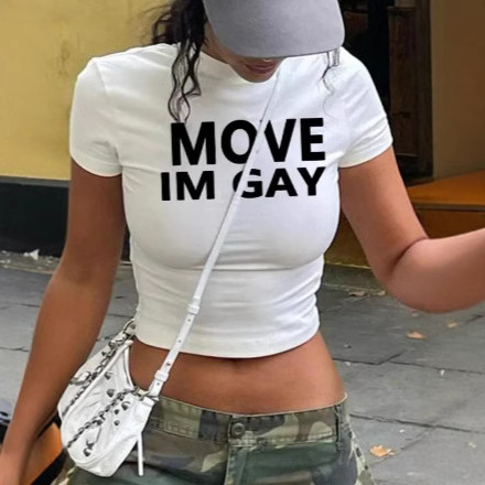 Hot Girl Top Women's Design Sense Y2K Sexy Short-sleeved Round Neck T-shirt Navel Letter Printing Navel Short Top Hot Girl Top Women's Design Sense Y2K Sexy Short-sleeved Round Neck T-shirt Navel Letter Printing Navel Short Top