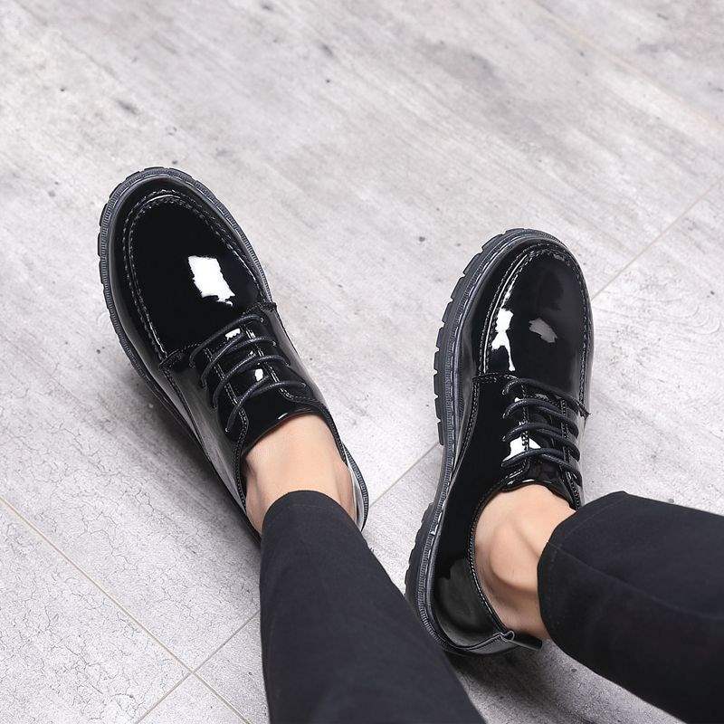 Euro Step Summer Breathable For Men British Business Formal Casual Versatile Korean Style Trendy Youth Black Suit Small Leather_vogvips.com