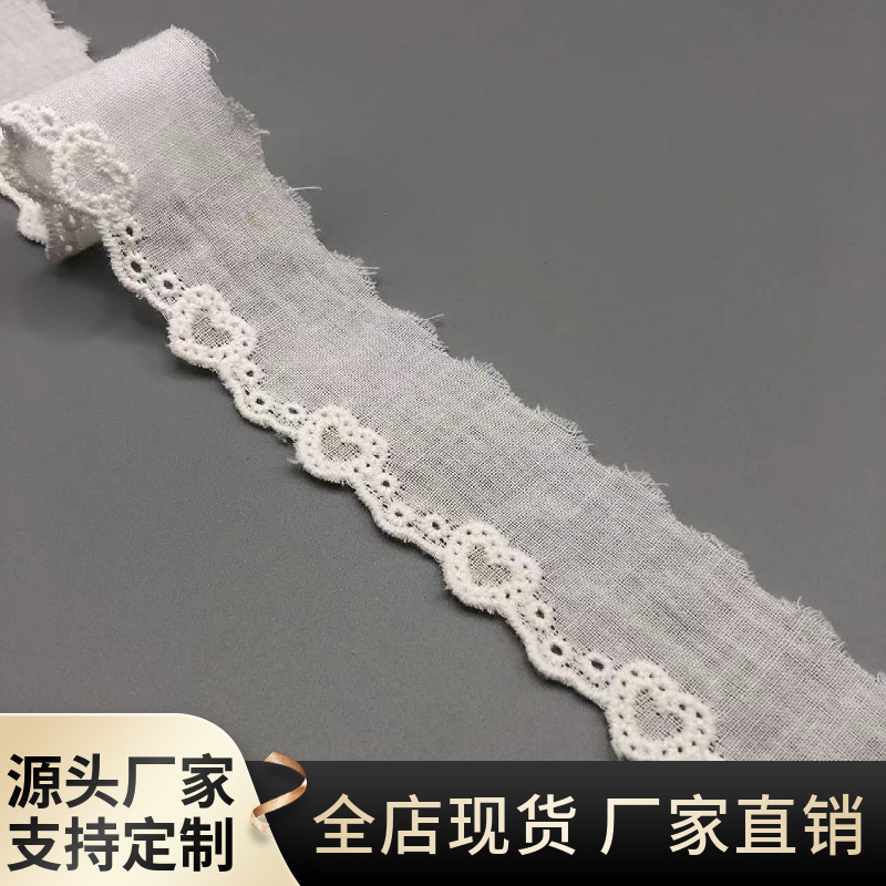 3cm Heart-Shaped Cotton Lace, Water-Soluble Embroidery Lace, Clothing Lace Accessories, DIY Lace Ribbon, Lolita Style