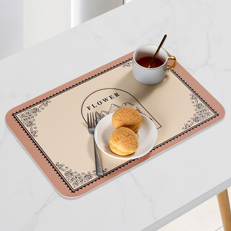 Estera de cuero de lujo ligero nórdico estera de placa antideslizante a prueba de aceite estera de mesa estera de aislamiento térmico estera de tazón antiquemaduras posavasos desechable