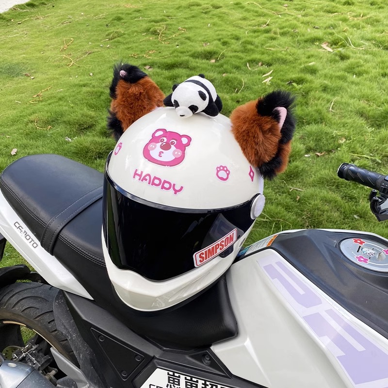 Brown and Black Pink Inner Cat Ear Helmet Decoration Motorcycle Electric Car Helmet Ski Helmet Universal Small Accessories Detachable