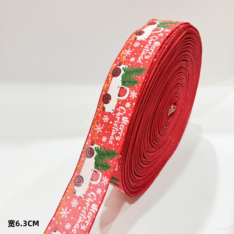 クリスマスデコレーション漫画風車プリントリボンクリスマスツリーガーランドアクセサリー細麻織りリボン手作り|undefined