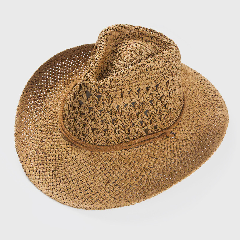 2022 Amazon Western Cowboy Handmade Straw Hat Top Hat Men's and Women's Outdoor Seaside Beach Hat Sunscreen Hat
