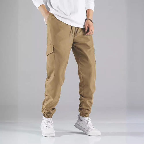 Cross-border new men's workwear pants: European and American-style high-street retro casual multi-pocket tapered trousers for men