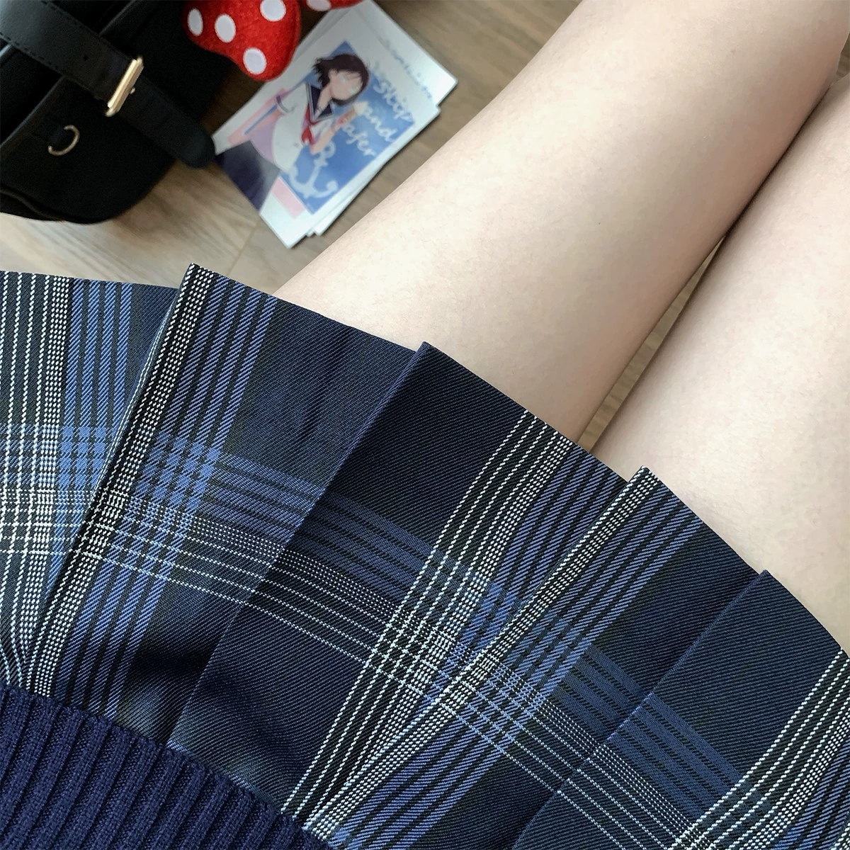 Оригинальная клетчатая юбка JK [Zaki] в японском стиле, униформа в стиле колледжа, школьные принадлежности, синяя клетчатая плиссированная полуюбка для женщин