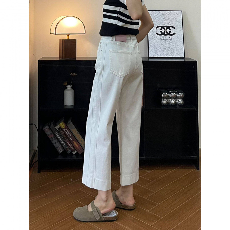 Blanco nueve pantalones rectos jeans para mujeres 2026 nueva primavera pequeña gran tamaño gordo mm delgado pantalones de tubería de cigarrillo de piernas anchas image 1