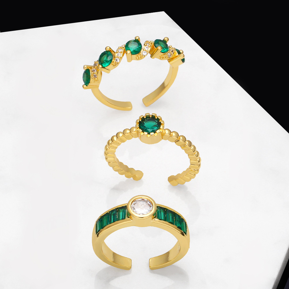 Fashion Round Copper Open Ring Plating Inlay Zircon Copper Rings