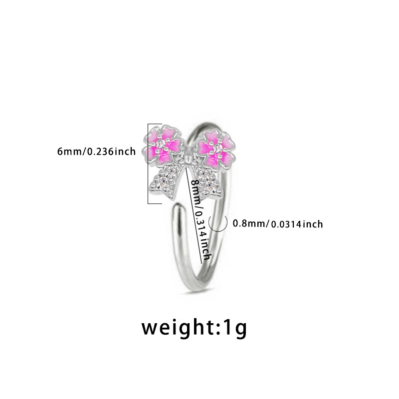 Pink Cherry Blossom Belly Button Ring Body Piercing Jewelry_voghion.com