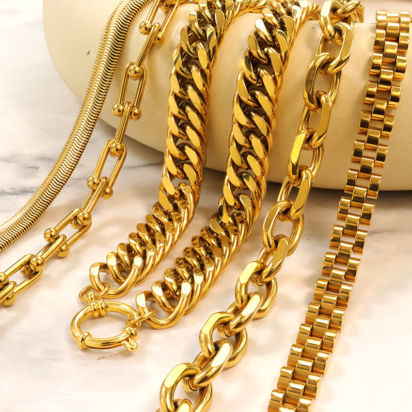 99g Weight Chain Necklace Classification 304 Stainless Steel Chain Material Wholesale Jewelry Retro Solid Color 304 Stainless Steel Plating Cuban Link Chain Curb Chain Chain Necklace