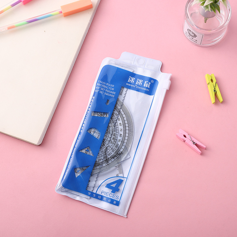 MiMi Mouse Simple and Cute Style Ruler Set Drawing Set Ruler for Primary and Secondary School Students Student Ruler Set of Four M-1919