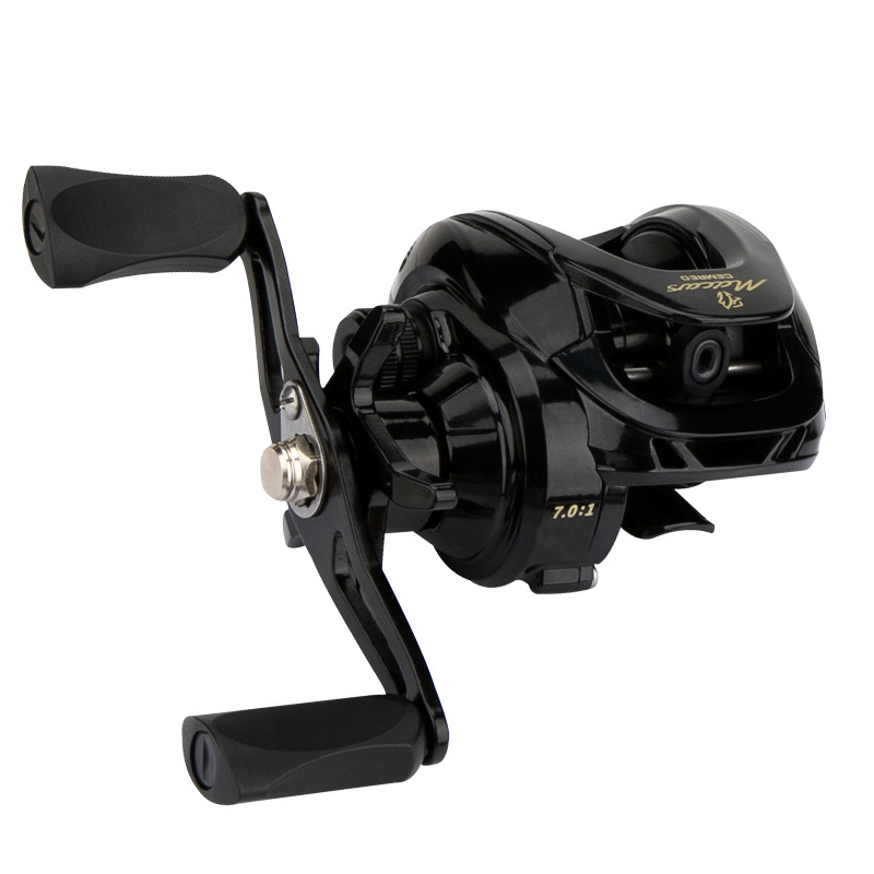 Comailemacan caída de agua rueda de metal de tiro largo línea anti-explosión micro-objeto de carretera rueda asiática magnética Universal negro balsa carrete de pesca