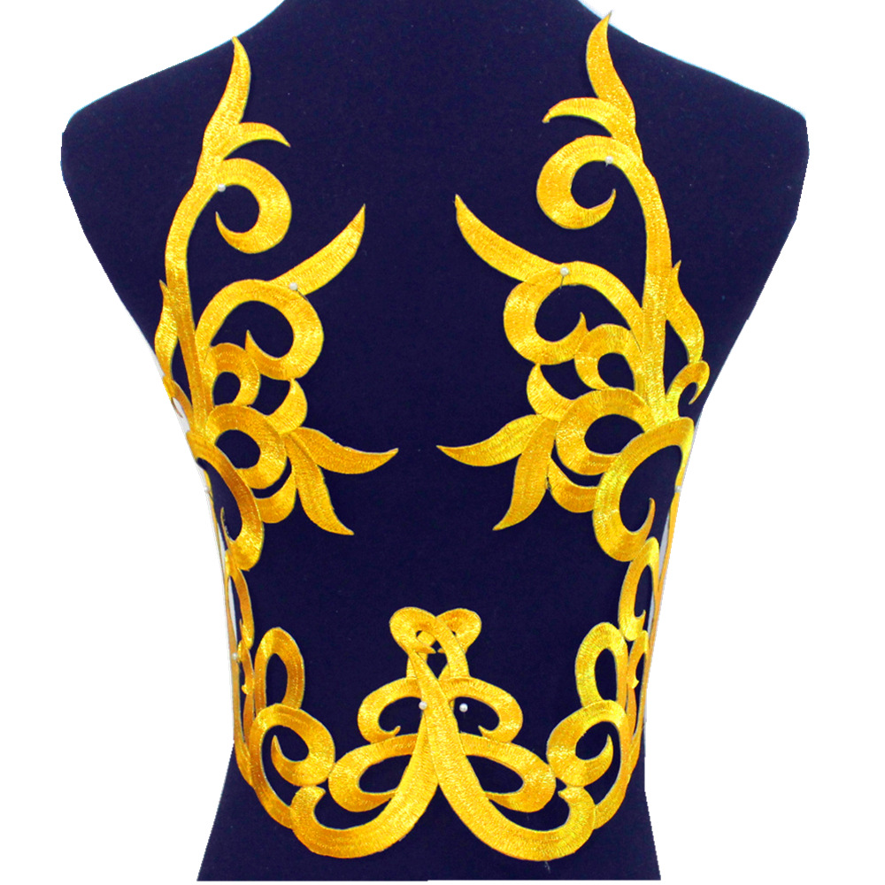 新品DIY动漫舞台民族服装配件辅料 大号祥云刺绣烫花带胶布贴一对