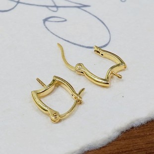 18K Gold Earrings, Classic Glossy Version Bucket Earrings, Versatile for Daily Use, Reference Beads 7-8mm, Accessories Without Beads