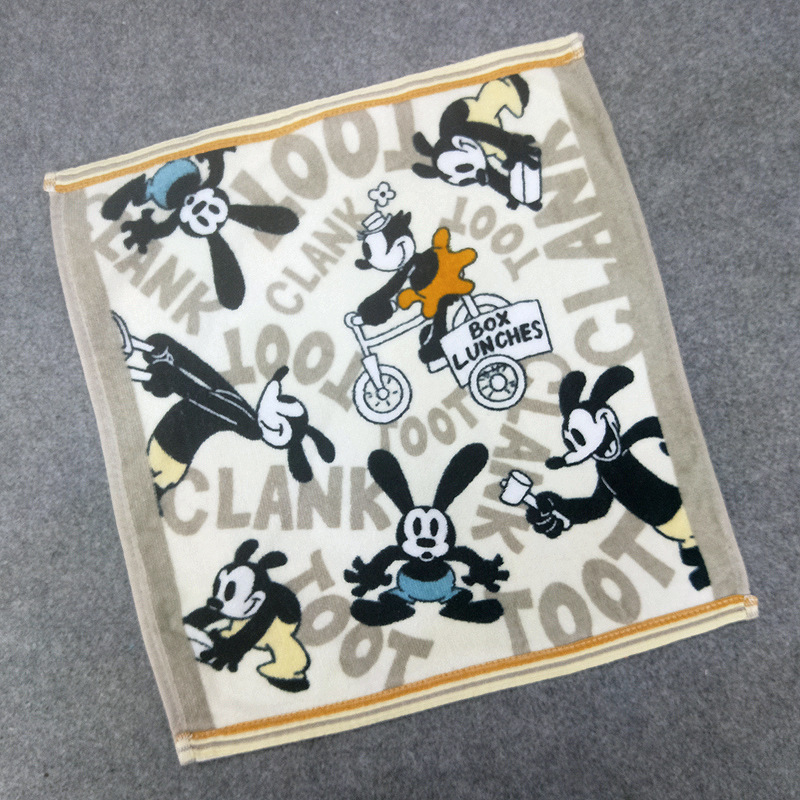 出口日本卡通方巾奥斯华幸运兔柔软擦手毛巾吸水纯棉印花儿童手帕