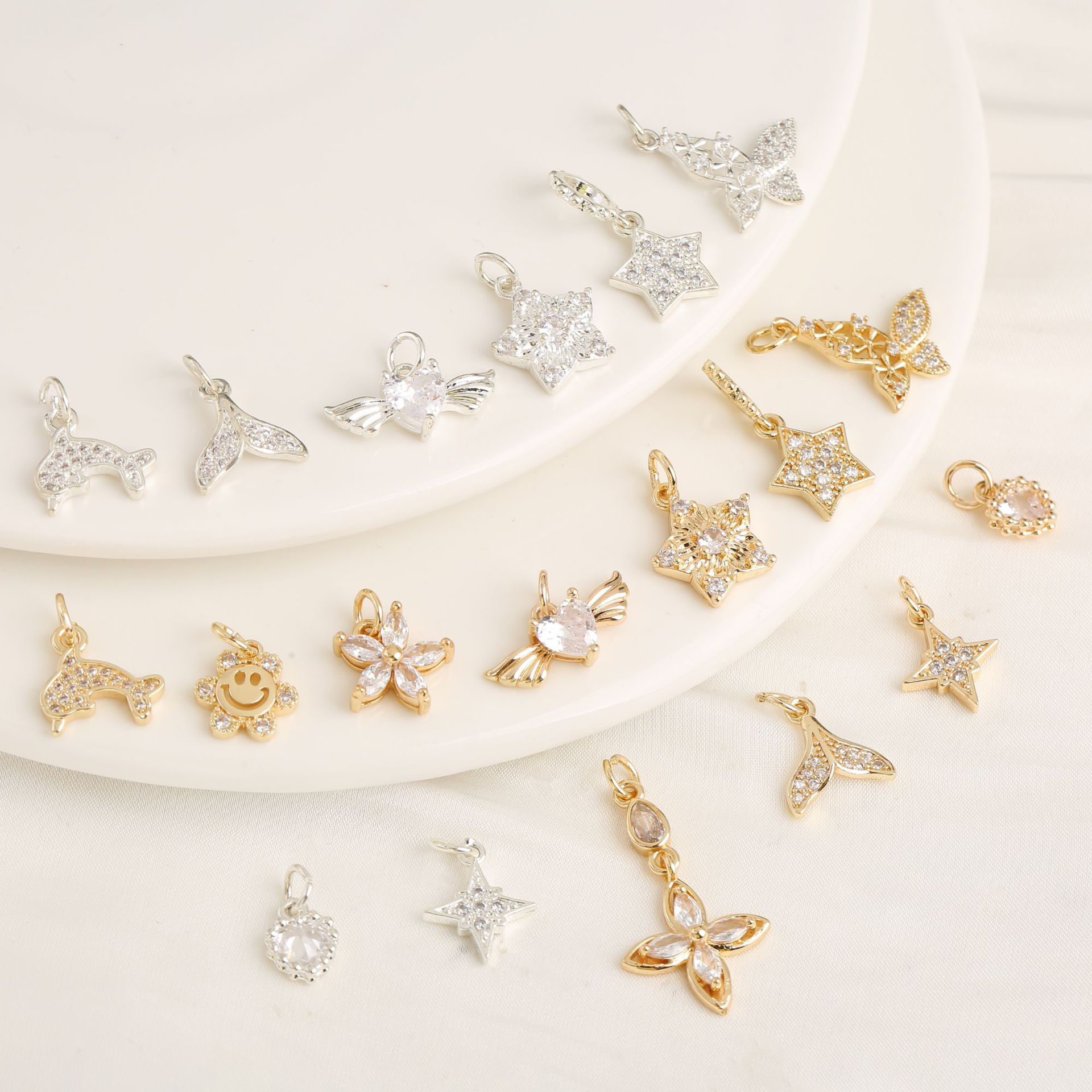 Golden pendant with zircon handmade