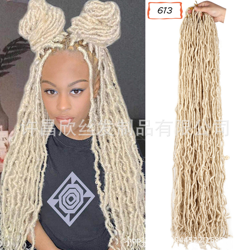 Foreign trade direct supply of chemical fiber wig 36 inch nu-locs spot stock irregular earthworm curved dirty braid